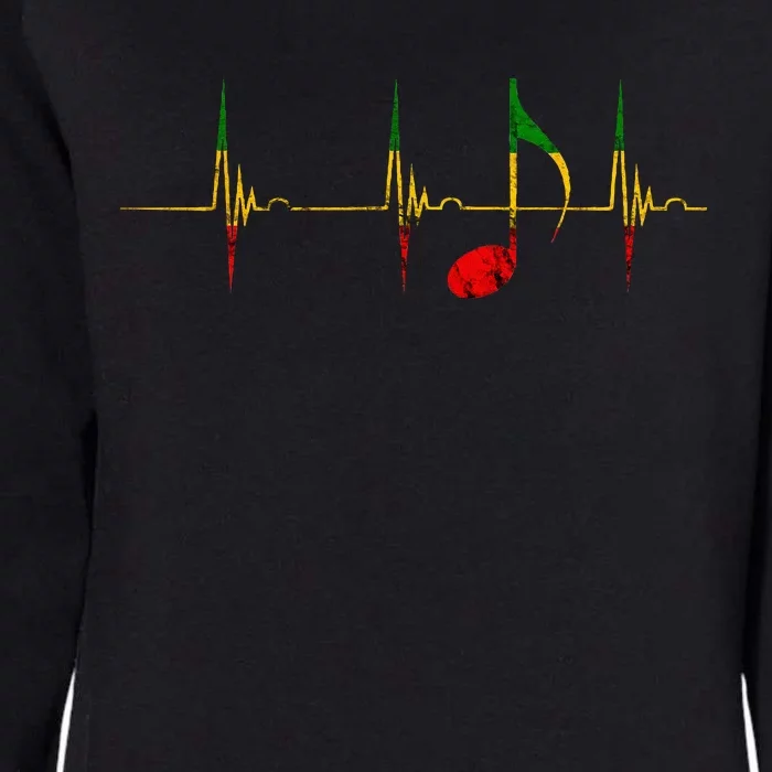 Rasta Reggae Music Notes Heartbeat EKG Pulse Clefs Womens California Wash Sweatshirt