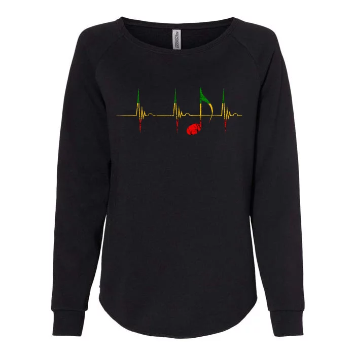 Rasta Reggae Music Notes Heartbeat EKG Pulse Clefs Womens California Wash Sweatshirt