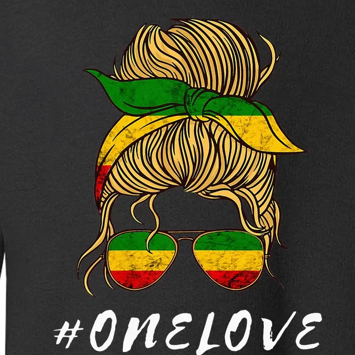 Rasta Reggae Music One Love Messy Bun Hair Jamaica Rastafari Toddler Sweatshirt