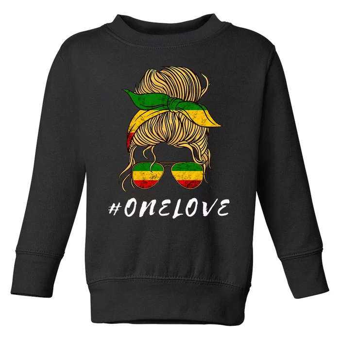 Rasta Reggae Music One Love Messy Bun Hair Jamaica Rastafari Toddler Sweatshirt