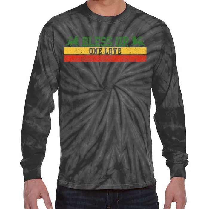 Rastafari Reggae Music Bless Up Dub Dancehall Rasta Gift Tie-Dye Long Sleeve Shirt