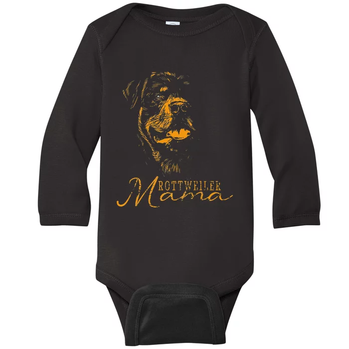 Rottweiler Rottie Mama Mom Mother Vintage Baby Long Sleeve Bodysuit