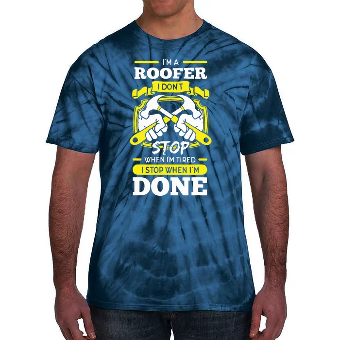 Roofer Roof Mechanic Construction Contractor Tradesperson Tie-Dye T-Shirt