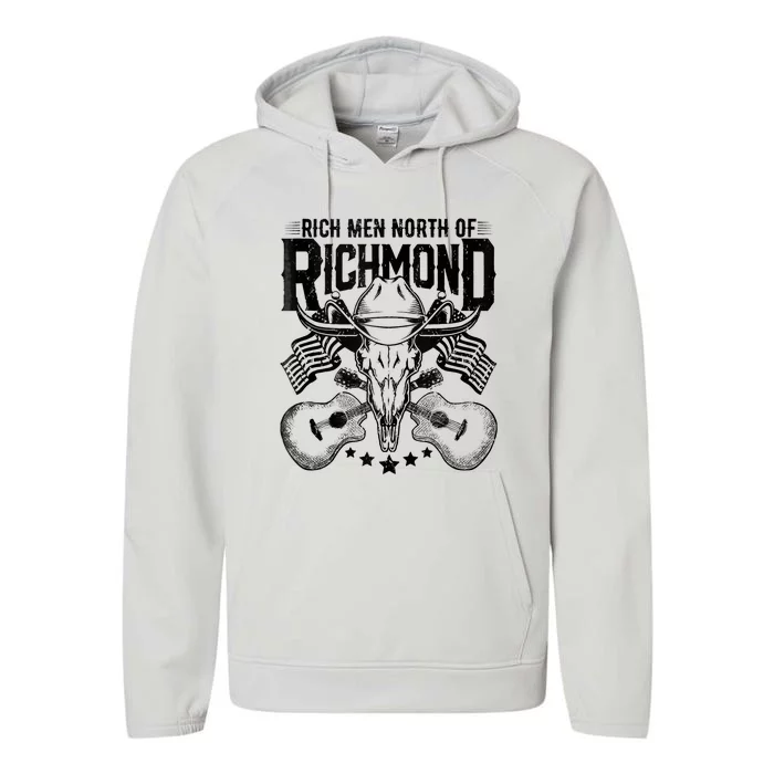 Retro Rich Men North Of Richmond Funny Flag USA T Performance Fleece Hoodie