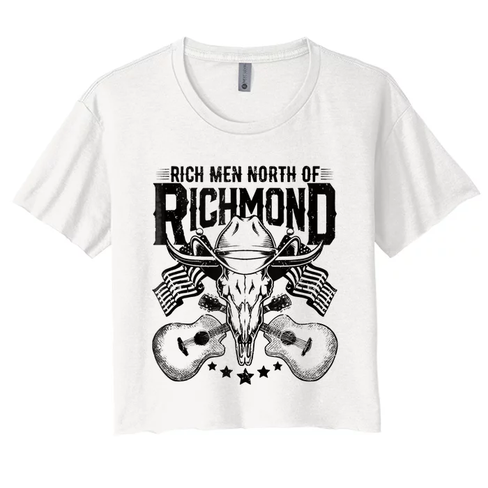 Retro Rich Men North Of Richmond Funny Flag USA T Women's Crop Top Tee