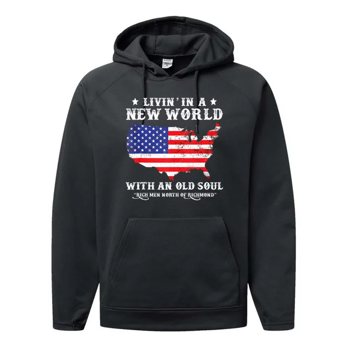 Retro Rich Men North Of Richmond Vintage American Flag Performance Fleece Hoodie