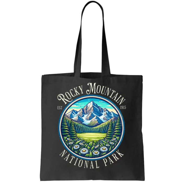 Retro Rocky Mountain National Park Hiking Camping Outdoor Tote Bag