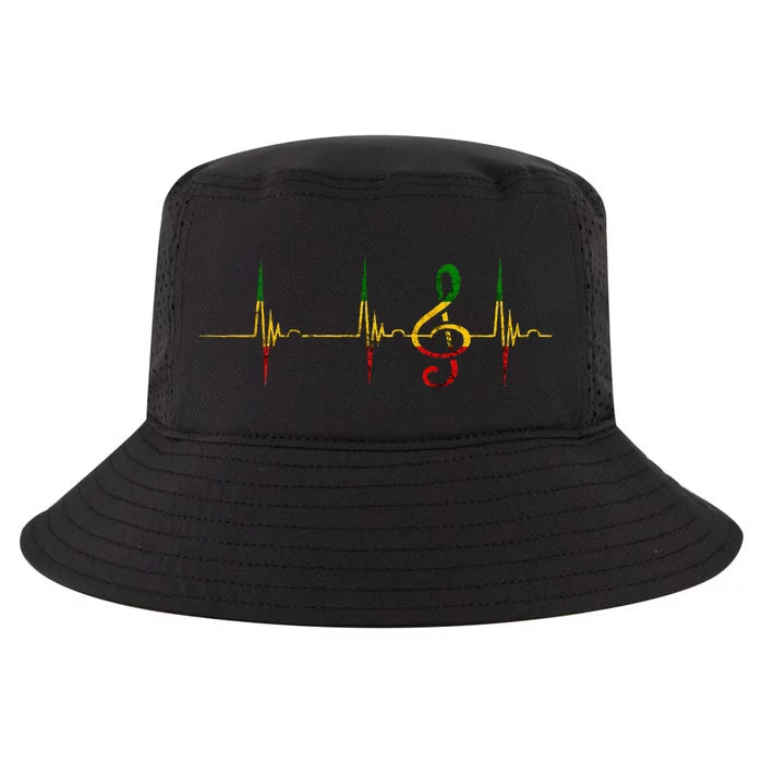 Rasta Reggae Music Note Rastafari Roots Heartbeat EKG Pulse Cool Comfort Performance Bucket Hat