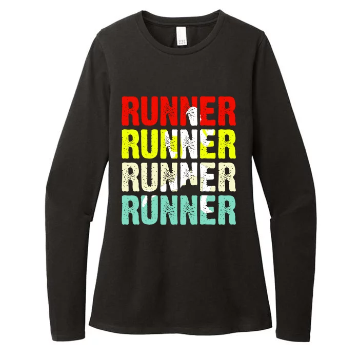 Runner Running Marathoner Retro Vintage Womens CVC Long Sleeve Shirt