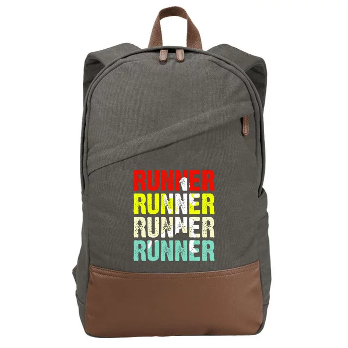 Runner Running Marathoner Retro Vintage Cotton Canvas Backpack