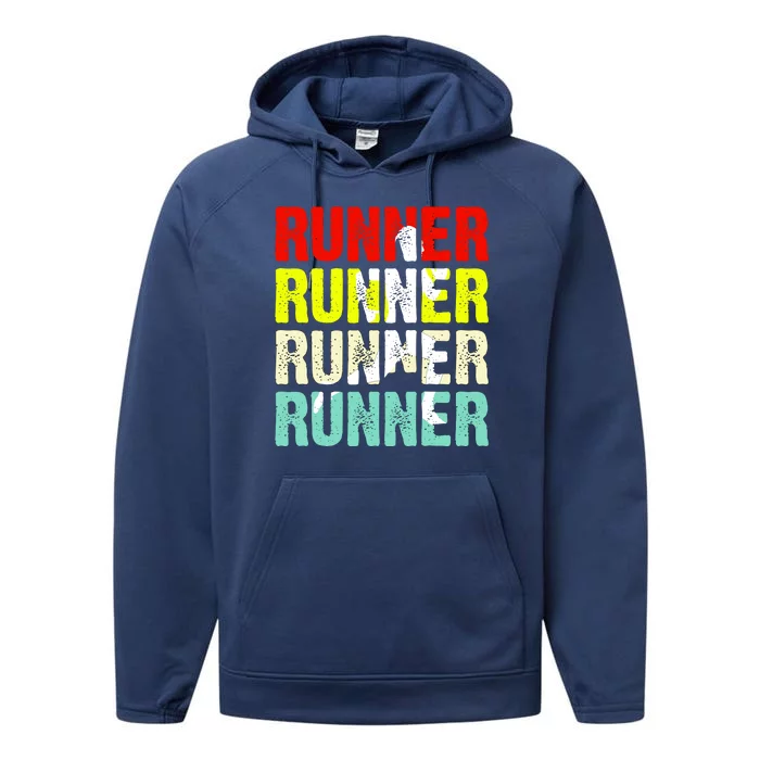 Runner Running Marathoner Retro Vintage Performance Fleece Hoodie