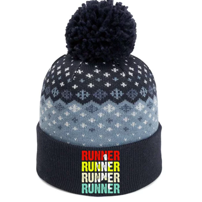 Runner Running Marathoner Retro Vintage The Baniff Cuffed Pom Beanie