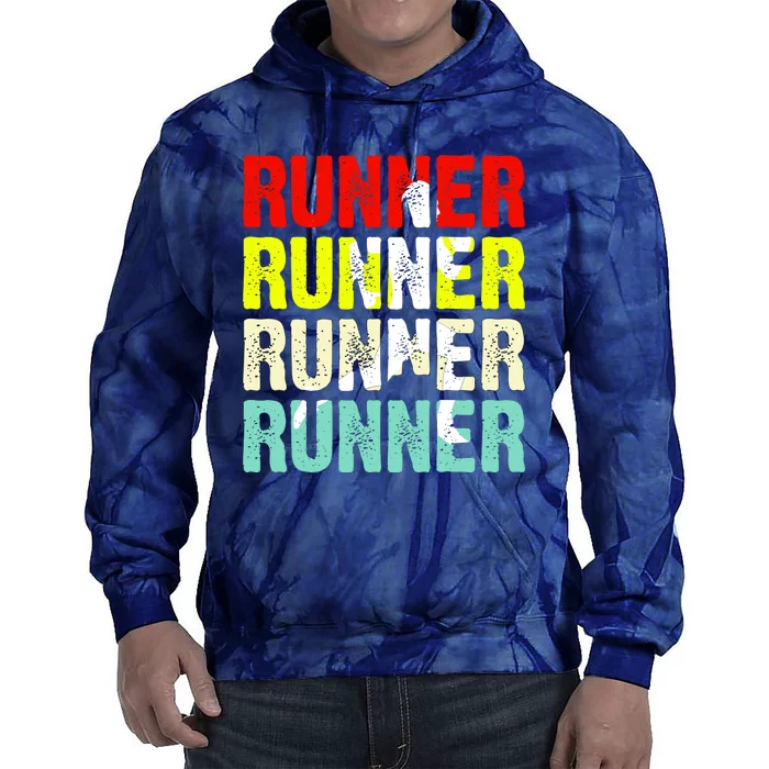 Runner Running Marathoner Retro Vintage Tie Dye Hoodie