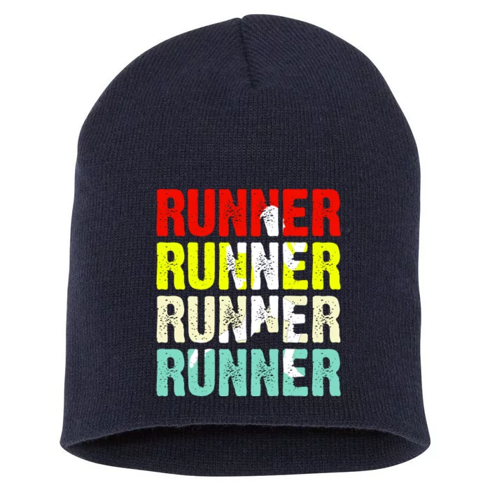 Runner Running Marathoner Retro Vintage Short Acrylic Beanie