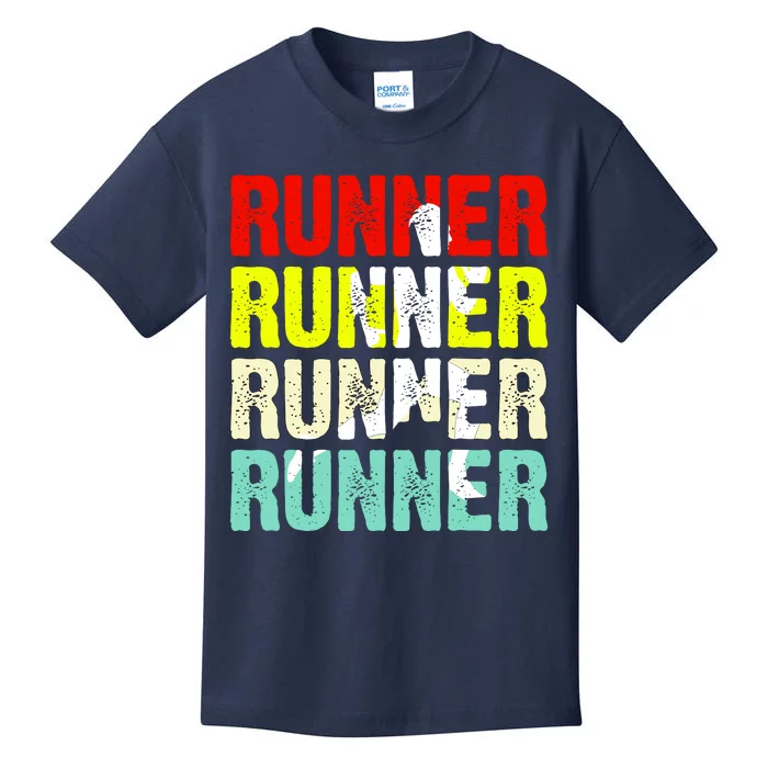 Runner Running Marathoner Retro Vintage Kids T-Shirt