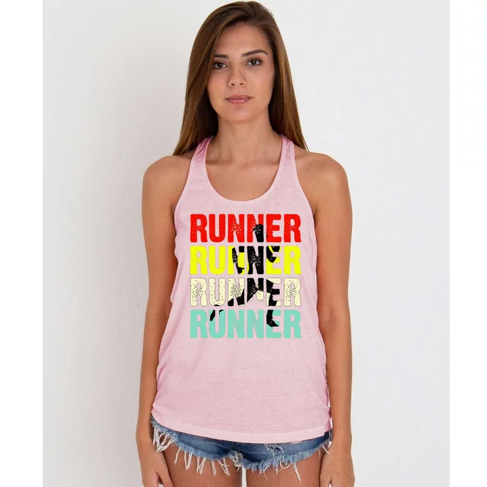 Runner Running Marathoner Retro Vintage Women's Knotted Racerback Tank