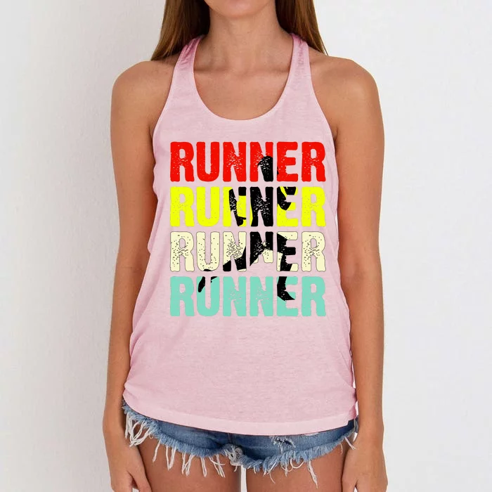 Runner Running Marathoner Retro Vintage Women's Knotted Racerback Tank