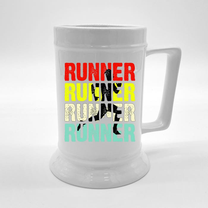 Runner Running Marathoner Retro Vintage Front & Back Beer Stein