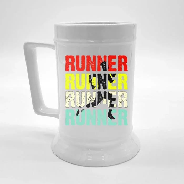 Runner Running Marathoner Retro Vintage Front & Back Beer Stein