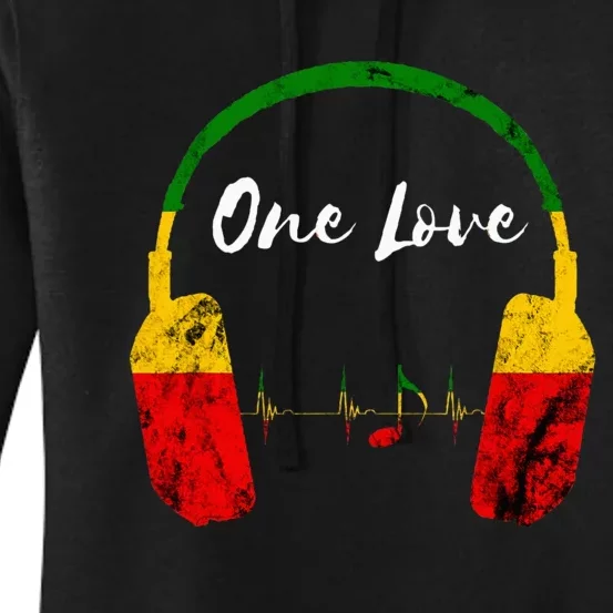 Rasta Reggae Music Headphones Jamaican Pride One Love Women's Pullover Hoodie