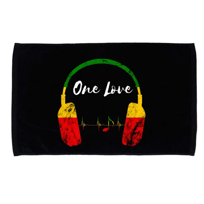 Rasta Reggae Music Headphones Jamaican Pride One Love Microfiber Hand Towel