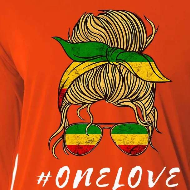 Rasta Reggae Music One Love Messy Bun Hair Jamaica Rastafari Cooling Performance Long Sleeve Crew