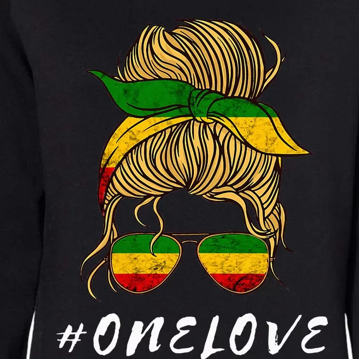 Rasta Reggae Music One Love Messy Bun Hair Jamaica Rastafari Womens California Wash Sweatshirt