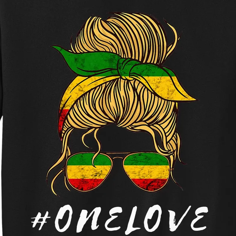 Rasta Reggae Music One Love Messy Bun Hair Jamaica Rastafari Sweatshirt