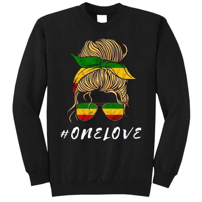 Rasta Reggae Music One Love Messy Bun Hair Jamaica Rastafari Sweatshirt