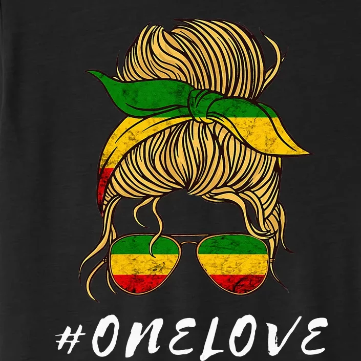 Rasta Reggae Music One Love Messy Bun Hair Jamaica Rastafari ChromaSoft Performance T-Shirt