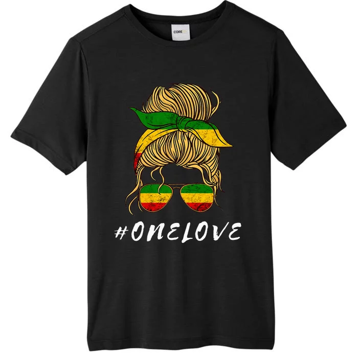 Rasta Reggae Music One Love Messy Bun Hair Jamaica Rastafari ChromaSoft Performance T-Shirt