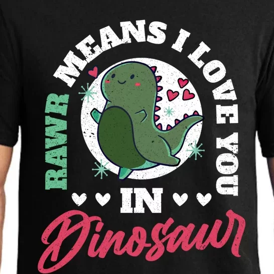 Retro Rawr Means I Love You In Dinosaur Valentine Quote Great Gift Pajama Set