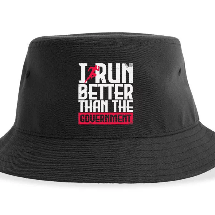 Running Runners Marathon I Run Better Than The Government Sustainable Bucket Hat