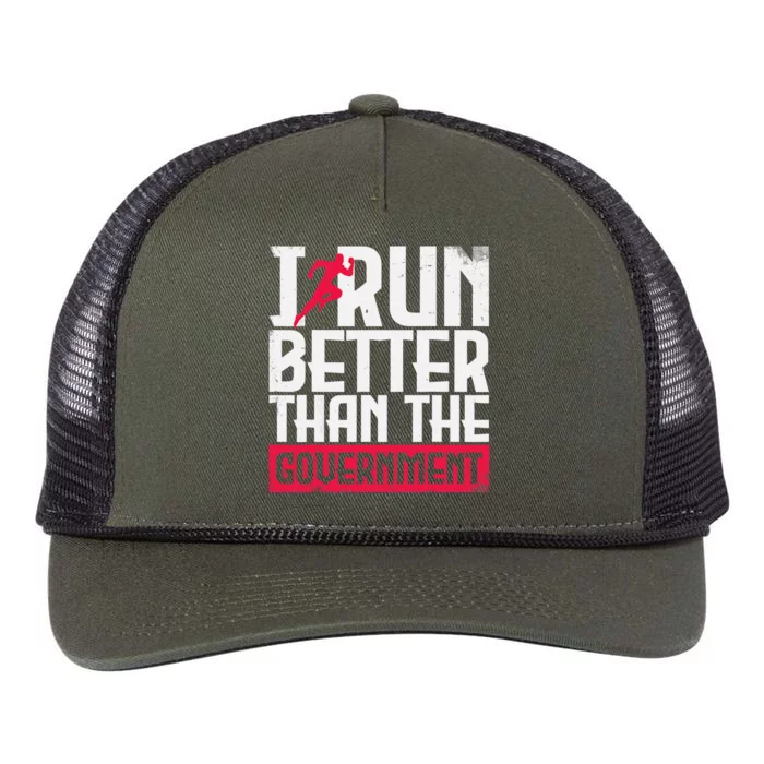 Running Runners Marathon I Run Better Than The Government Retro Rope Trucker Hat Cap