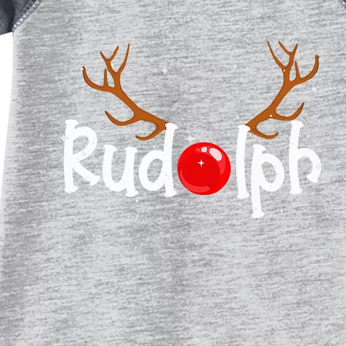 Rudolph Red Nose Reindeer Christmas Funny Infant Baby Jersey Bodysuit