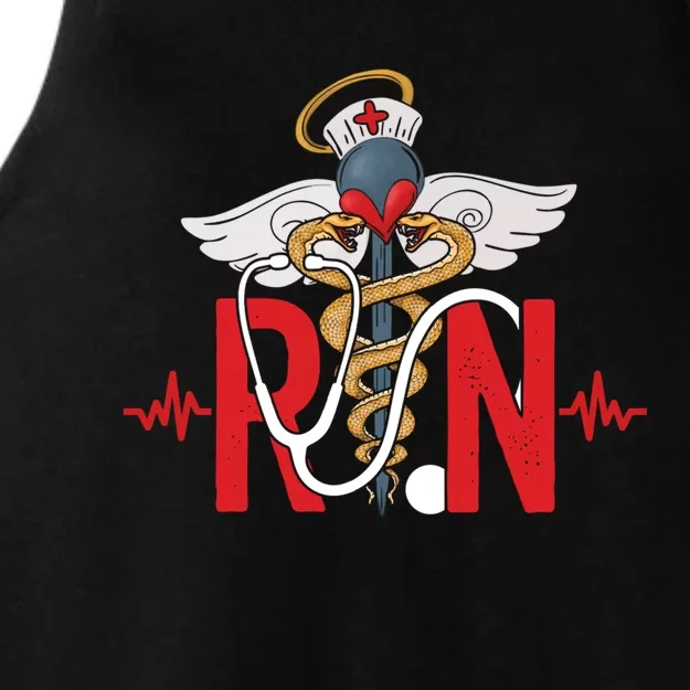 Rn Registered Nurse Heartbeat Nursing Graduation Gift Ladies Tri-Blend Wicking Tank