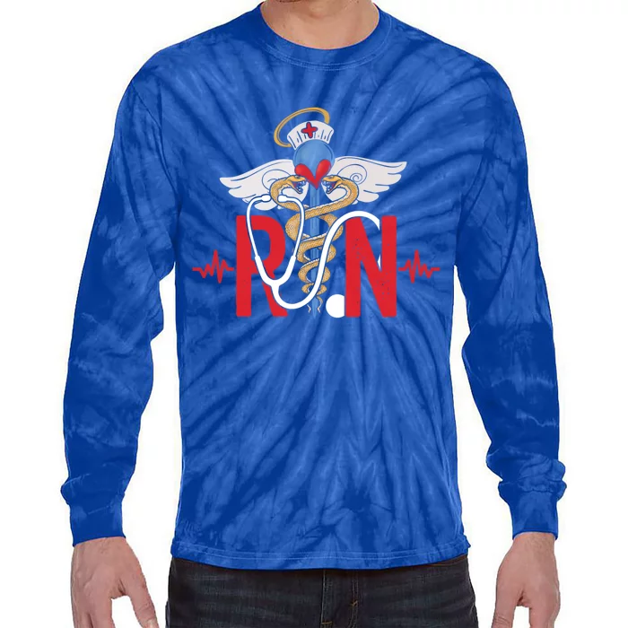 Rn Registered Nurse Heartbeat Nursing Graduation Gift Tie-Dye Long Sleeve Shirt