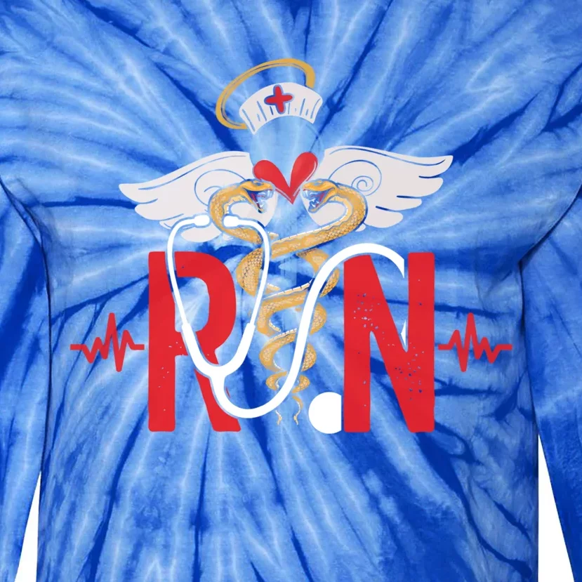 Rn Registered Nurse Heartbeat Nursing Graduation Gift Tie-Dye Long Sleeve Shirt