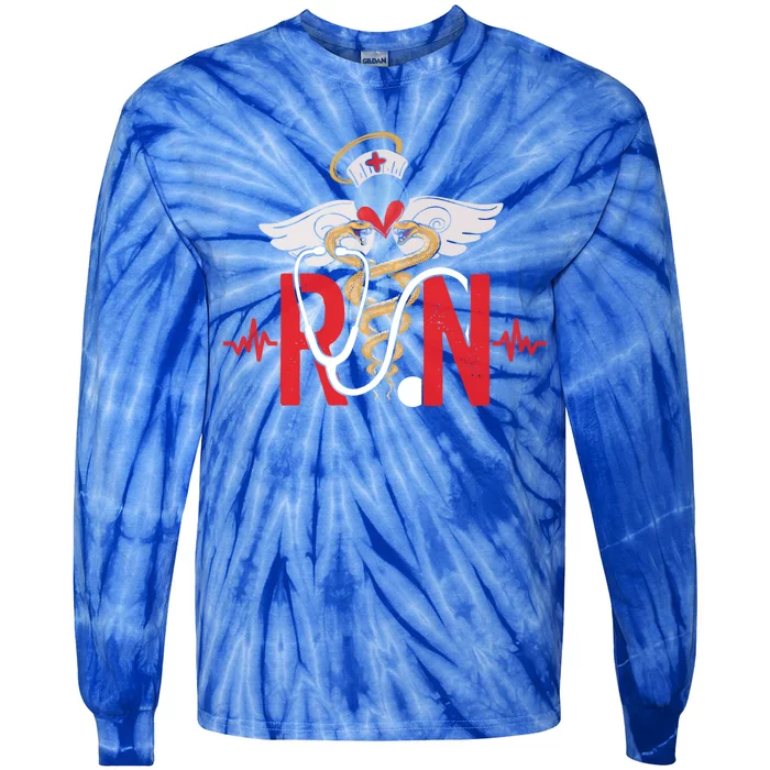 Rn Registered Nurse Heartbeat Nursing Graduation Gift Tie-Dye Long Sleeve Shirt