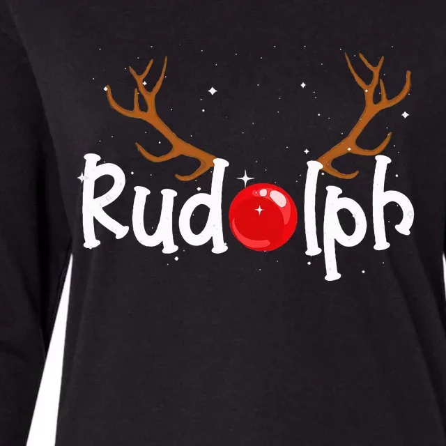 Rudolph Red Nose Reindeer Christmas Funny Womens Cotton Relaxed Long Sleeve T-Shirt