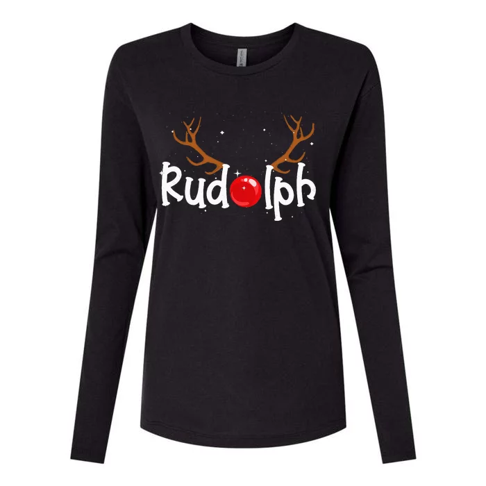 Rudolph Red Nose Reindeer Christmas Funny Womens Cotton Relaxed Long Sleeve T-Shirt