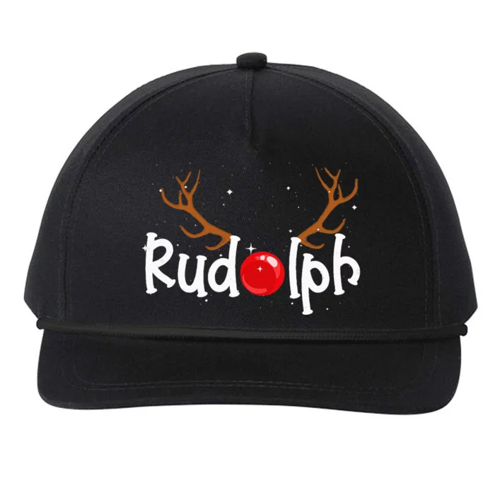 Rudolph Red Nose Reindeer Christmas Funny Snapback Five-Panel Rope Hat