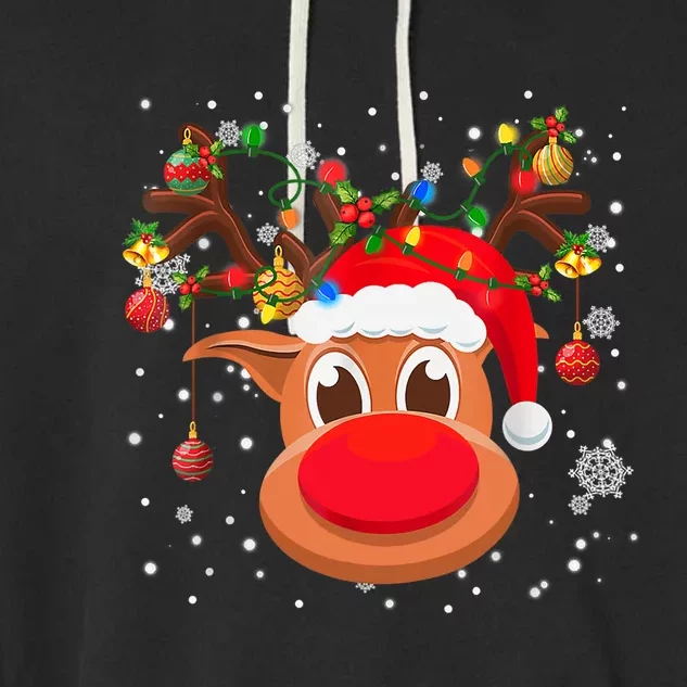 RUDOLPH Red Nose Reindeer TShirt Santa Christmas TShirt Garment-Dyed Fleece Hoodie