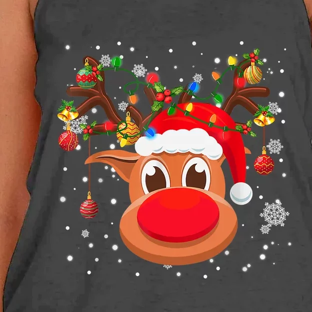 RUDOLPH Red Nose Reindeer TShirt Santa Christmas TShirt Women's Knotted Racerback Tank