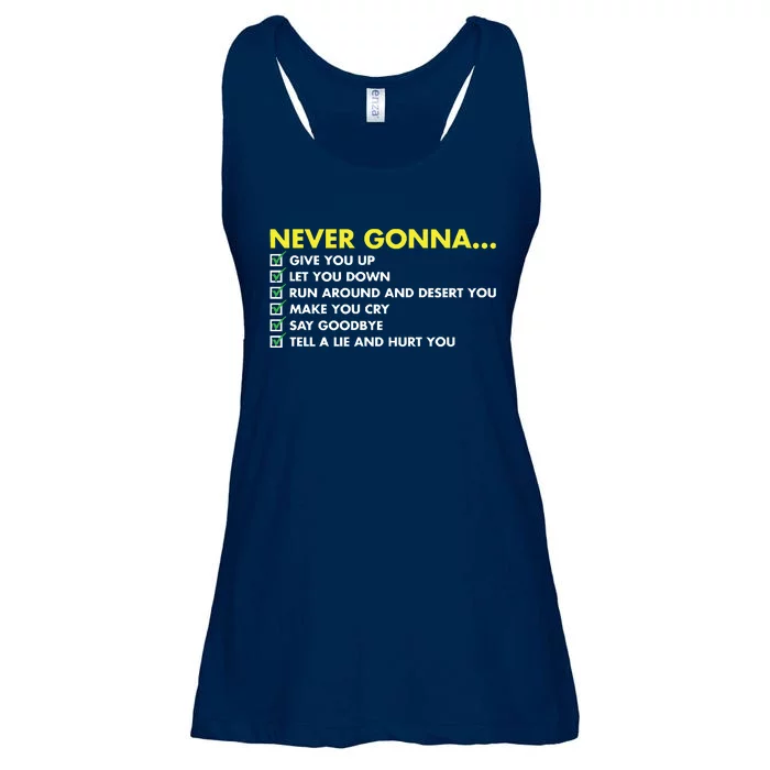 Rick Roll Never Gonna Checklist Ladies Essential Flowy Tank