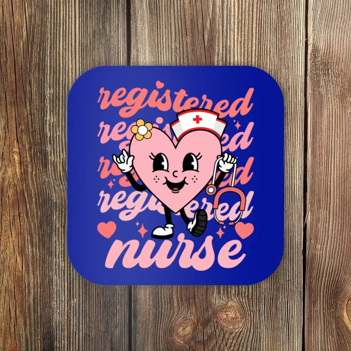 Retro Registered Nurse Rn Valentines Day Hearts Stethoscope Funny Gift Coaster