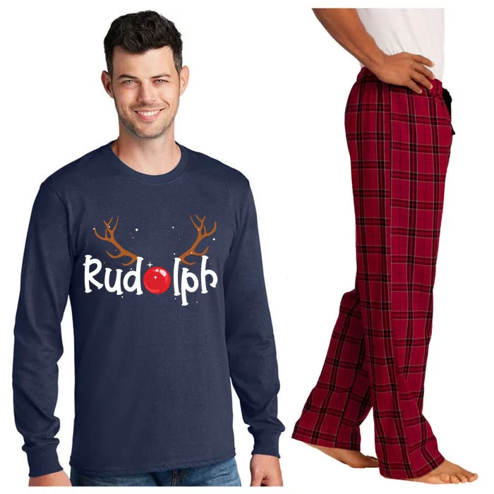 Rudolph Red Nose Reindeer Christmas Funny Long Sleeve Pajama Set