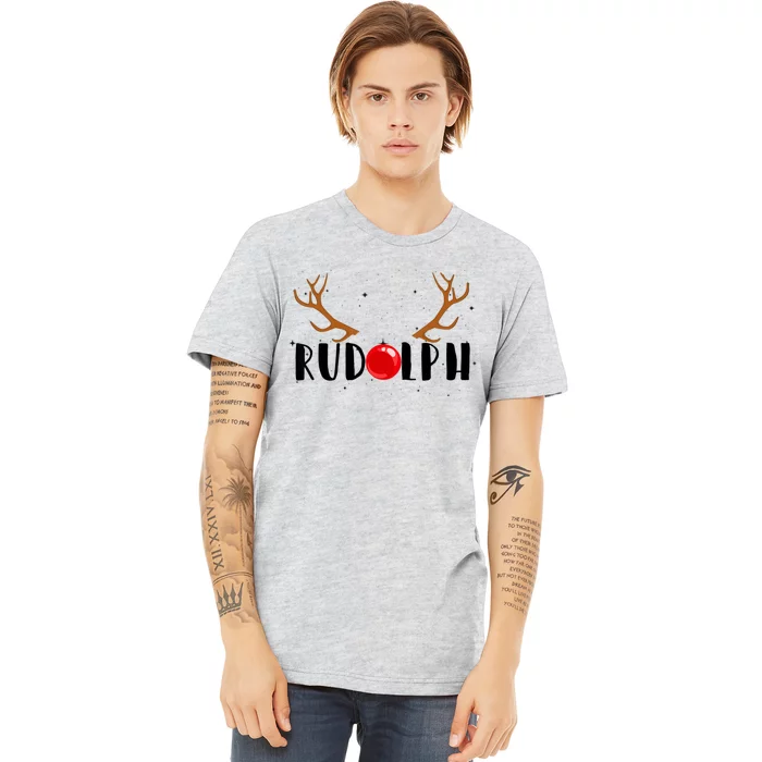 Rudolph Red Nose Reindeer Christmas Xmas Premium T-Shirt