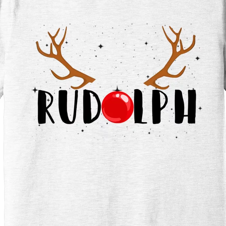 Rudolph Red Nose Reindeer Christmas Xmas Premium T-Shirt