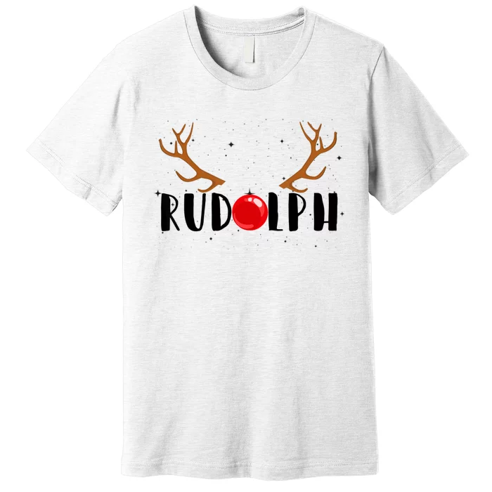 Rudolph Red Nose Reindeer Christmas Xmas Premium T-Shirt